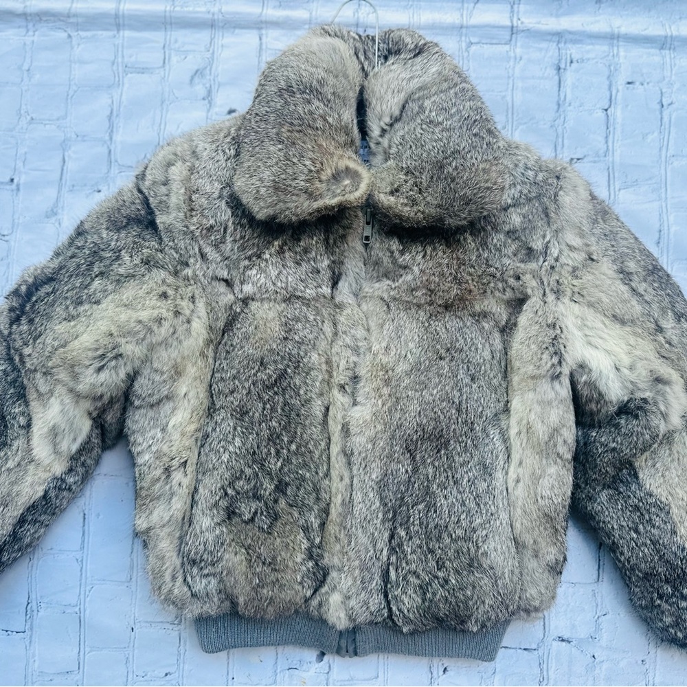 Girl’s Vintage Rabbit Fur Bomber Jacket! Size: 10 tan brown!! Old Money!